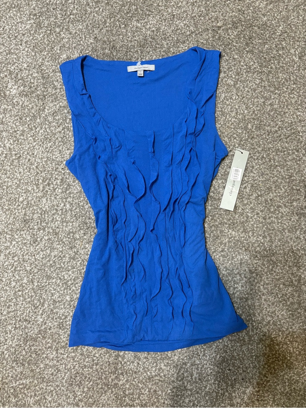Classiques Entier Royal Blue Ruffle Front Sleeveless Tank